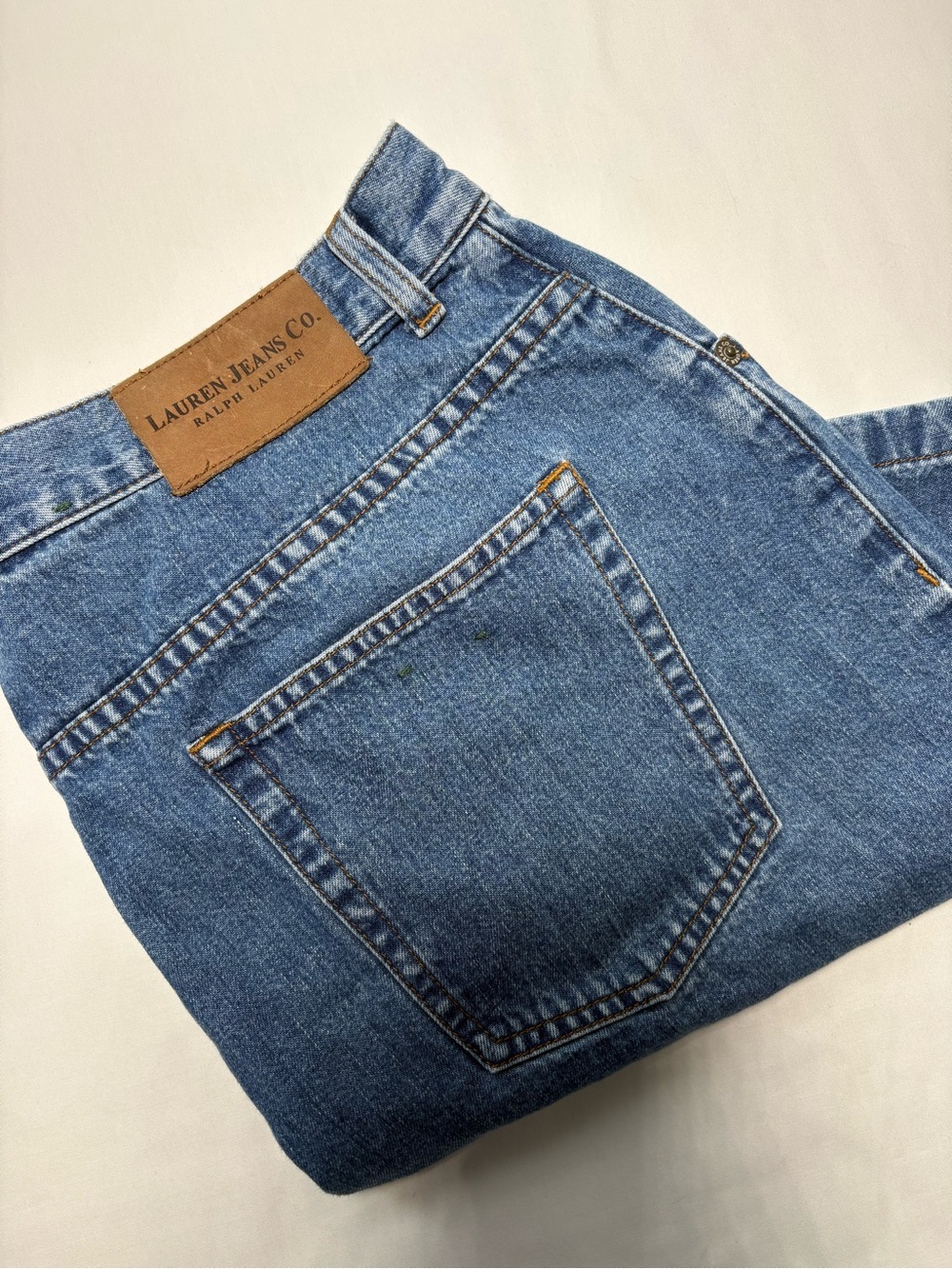 Lauren Ralph Lauren High Rise Denim Mom Shorts 90s Vintage Style 14W Medium Wash